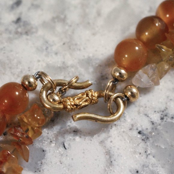 Orange Natural Stone Disc Necklace - Picture 4 of 6